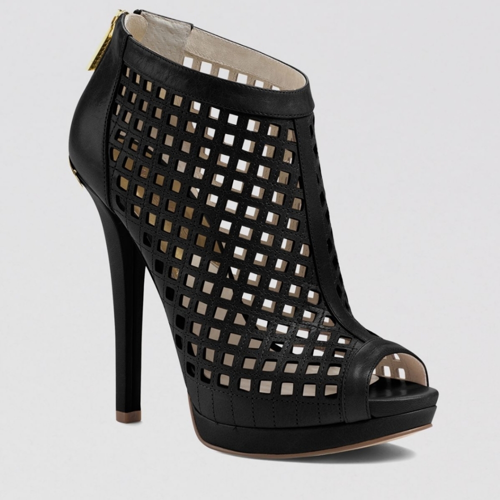 Michael Kors Graham Caged Black Booties Heels 9.5